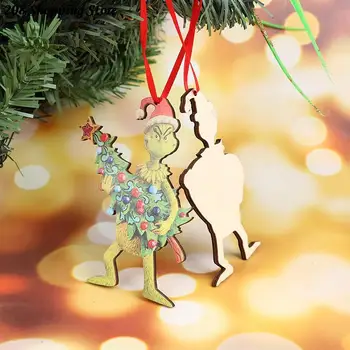 11*5CM Grinch 2022 Crăciun Ornamente din lemn de Brad de Crăciun Decora Pandantiv Creative Accesorii de Craciun