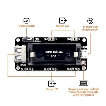 ESP8266 ESP32 Dual 5V Si 3.3 V Ieșire 4.5 V-5.5 V 16340 baterie Reîncărcabilă Litiu Baterie Protectie Modulul USB Pentru Arduino