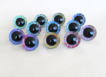 100buc 9mm la 35mm stil de moda 3D colorate siguranța jucăriilor ochii 3D Curcubeu ochilor de păpușă cu șaibă pentru diy papusa de plus--s12