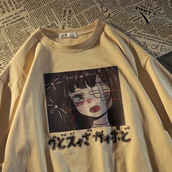 Cu Mâneci lungi T-shirt-coreean Harajuku Gotic Ullzang Hip Hop Streetwear Femei Casual Tricou Vrac Supradimensionat Tricou Topuri 90