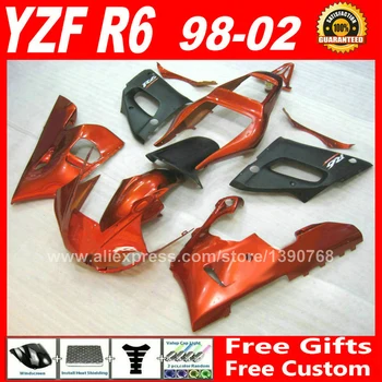 Maro portocaliu & negru mat Carenajele coca pentru YAMAHA R6 1998 - 2002 YZFR6 kit piese de R6 98-02 carenaj kituri 1999 2000 2001