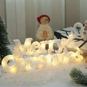 Lemn Crăciun Fericit Coroană de Lumină LED-uri Semn Agățat de Crăciun Ornament din Lemn, Usa de Perete Decor