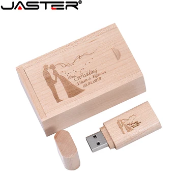 JASTER Gratuit Logo-ul Personalizat Unitate Flash USB Cutie de Lemn Pen Drive Lemn Personalizate Memory Stick de 128GB 8GB 32GB 64GB Fotografie cadou
