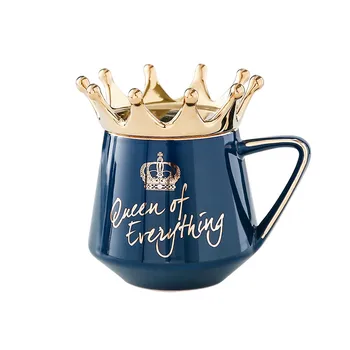 Regina a Tot ceea ce Cana Cu Coroana, Capac si lingurita din Ceramica Ceașcă de Cafea Cadou pentru Prietena Soția SUB Vânzare