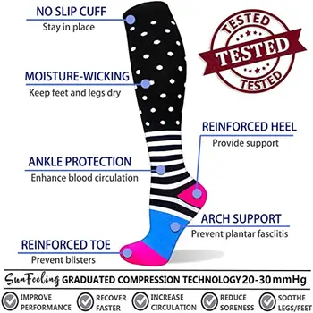 Ciorapi De Compresie Bărbați Femei Șosete Pentru A Se Potrivi Sarcinii Edem, Varice Funcționare Sportive Crossfit Zbor Asistenta Medicala De Calatorie Șosete