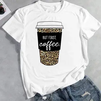 Femeile Cafea Dragoste Geometrice Haine De Imprimare Topuri De Moda Desene Animate Doamna Teuri De Sex Feminin De Vara Cu Maneci Scurte Tricou Grafic T-Shirt