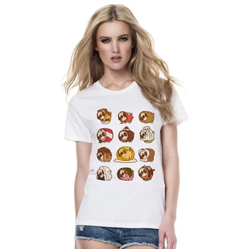 Creative Sushi Pug Femei T Shirt Alimente Drăguț Imprimate Doamna Topuri de Vara cu Maneci Scurte O-Gât Alimente de origine Animală tricou Cool Tee