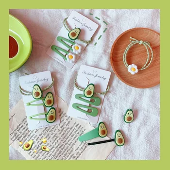 3Pcs/set Drăguț Verde Avocado Ac de păr Benzi de Cauciuc, Set de Moda Fructe Agrafe de Par Femei Fete Accesorii de Par Set pentru copil