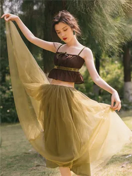 2019 noua moda femei din două piese set de vara ham curea vesy+ fusta Franța costum din două piese