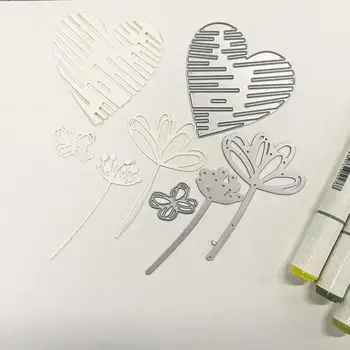 Dragoste Inima și Frunze de Metal de Tăiere Moare pentru Scrapbooking Noi 2019 Ambarcațiunile de Tăiat Mor de Luare de Card Relief Matrita Flori Foto