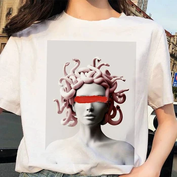 Femeile Medusa Print Harajuku Tricou Poleras Mujer De Moda de Vara Tricou Plus Dimensiune Estetică T-shirt Camiseta Mujer