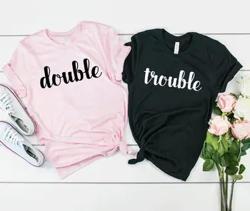 Skuggnas Double Trouble Tricouri Mai buni Prieteni Tricouri ie Cămașă Dublă Probleme de Potrivire tricouri Prietenie Cadou bff îmbrăcăminte