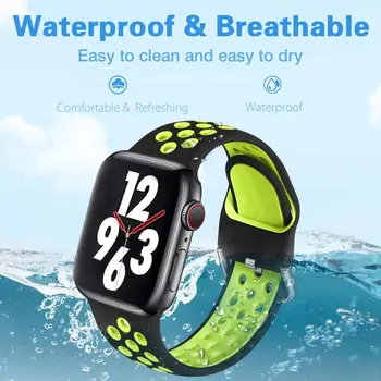 Rainbow Silicon Curea pentru iWatch 44mm 42mm 40mm 38mm Două culori Moale Sport Respirabil Watchbands pentru Apple Watch 6 5 4 3 2 1 SE