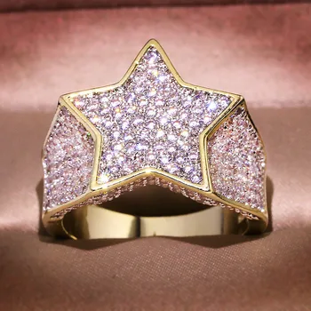 Stele Bling Cristal Plin AAA Zircon Diamante, Pietre pretioase, Inele pentru Bărbați Aur 18k Culoarea Bague Trendy Bijuterii Rece Hiphop Accesorii