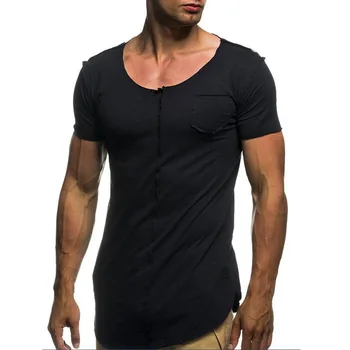 C1167-Vara noi bărbați tricouri culoare solidă slim tendință casual cu mâneci scurte moda