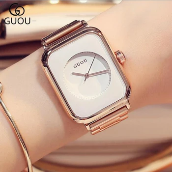 GUOU Brand de Moda Doamnelor Ceas Ceasuri Femei de Lux a Crescut de Ceas de Aur Femei Ceasuri Ceas relogio feminino zegarek damski