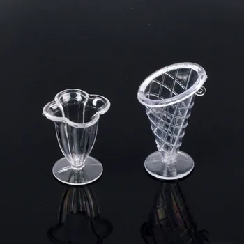 Noi 12buc/Set Transparent Cupa de inghetata Sundae Cupa Cupe Băutură Farfurie Farfurie, Tacamuri Miniaturi DIY Pretinde Juca ustensile de Bucătărie Jucarii
