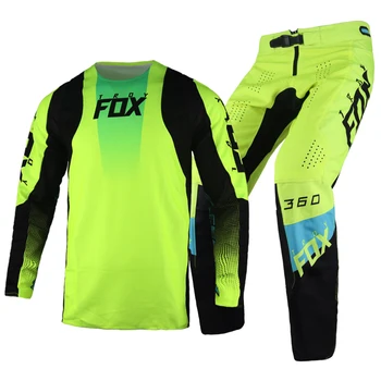 2022 Troy Fox 360 Dier Gear Set MX Dirt Bike Jersey Pantaloni Motor Adult Kituri de Offroad Strada Moto Negru Costum Alb Mens