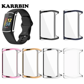 KARRBIN TPU Galvanizare All Inclusive Caz de Protecție pentru Fitbit Charge5 Ceas Inteligent Cadru de Ecran Protector pentru Taxa de 5