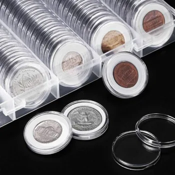 100buc 21mm Monedă Titularul Capsule Cutie de Depozitare Clar Rotund Cazuri de Afișare Transparent de Înaltă Calitate Acasă Depozitare & Organizare