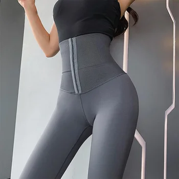 De înaltă Talie Pantaloni de Yoga Reglabil Cârlig-și-Ochi de Fixare Jambiere Burtica Control Body Shaper pentru Sala de Fitness Yoga