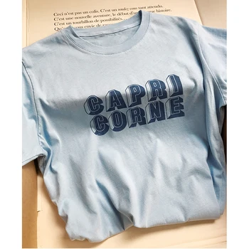 Rowling Albastru Confortabil Scrisoare Grafic T-Shirt Femei Vara O De Gât Cu Maneci Scurte Din Bumbac Tricouri Femme Casual Tricou Logo-Ul Topuri 2021