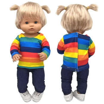 40cm Nenuco Papusa Haine Roz, Blugi, Pantaloni, T-shirt Alb, 16 Inch Baby Doll Haina Copii Cadou Jucarii Poartă