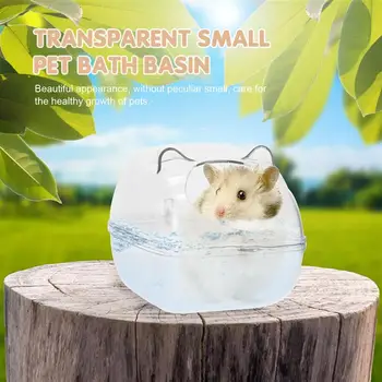 Pet Transparent Hamster Baie Recipient Saună, Cameră de Companie Iepure Chinchilla Rat Toaletă Nisip Soricel de Plastic pentru Nisip Uscat Toaletă