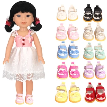 5cm Jucarii Papusa cu pantofi de 14-inch American doll accesorii de Moda Bomboane culori arc pantofi din piele Fata cadou