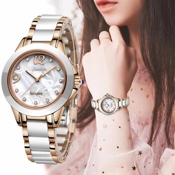 SUNKTA 2021 Cristal de Lux Watch Femei Cadou rezistent la apa a Crescut de Aur Doamnelor Ceasuri de mână de Brand de Top Brățară Ceas Relogio Feminin