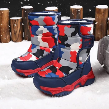 De iarna pentru copii de camuflaj, cizme de zapada băieți și fete impermeabil si antiderapant pantofi de bumbac dimensiune 26-38