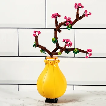 Vaza Buchet Ghiveci Blocuri Decor Acasă, Bonsai, Plante cu Flori Model DIY Asamblate Blocuri de Jucărie pentru Copii Cadouri