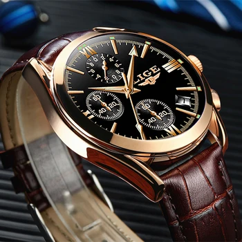 2021 LIGE Noua Moda Mens Ceasuri de Top de Brand de Lux Militare Cuarț Ceas din Piele Premium Sport Impermeabil Ceas Cronograf Bărbați