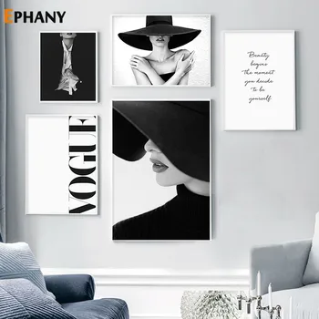 Modern Alb-Negru Sexy Buze Canvas Postere Femei de Moda de Arta de Perete Imaginile pentru Camera de zi Printuri de Pictură Acasă Decorare