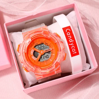 Noul Minimalism Ceasuri Pentru Femei Brățară Cutie Cadou Set Creativ Transparent Curea De Ceas Digital Ceasuri De Mana Doamnelor Rochie De Ceas