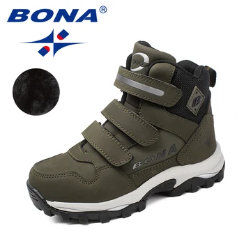 BONA clasic Nou Stil pentru Copii Cizme Rotund Toe Baieti Pantofi de Iarna Cârlig & Bucla de Fete Cizme de Zapada Confortabil, Rapid, Transport Gratuit