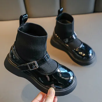 2021 Moda Glezna Negru Chelsea Cizme Pentru Fete Pantofi de 26 De Toamna pentru Copii Adidasi Cizme Glezna Șosete 3 5 6 7 8 9 10 12 Ani