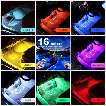 4buc Auto LED RGB Interior Atmosfera Benzi de Lumină Pentru Ford Focus 2 mk2 mk1, mondeo mk3 mk4 mk5 fusion fiesta cmax ranger mustang