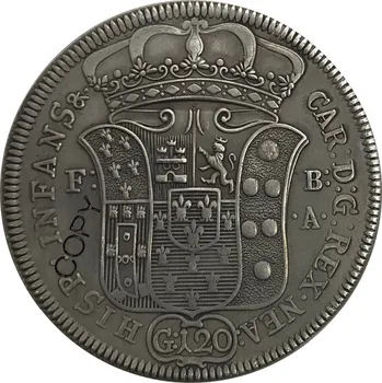 Statele italiene Regatul de Napoli 120 Carlo Grana am 1735 Placat cu Argint Copia Monede MONEDE Comemorative