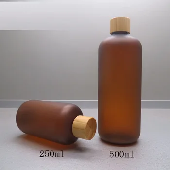 250ml maro mat sticla PET cu șurub capac/Naturale de bambus capac de Ceai/culoare sticla de plastic, pur roua sticla