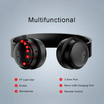 H1 Pro Bluetooth Casti HIFI Stereo Wireless Căști de Gaming, Casti Over-ear de Anulare a Zgomotului cu Microfon Suport TF Card