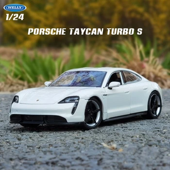 WELLY 1:24 Porsche Taycan Turbo S masini de Aliaj Model de Masina de Simulare Decor Masina Colecție Cadou Jucărie de Turnare Model de Jucărie B547