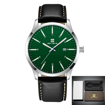 De lux Brand de Top Ceas Sport Barbati Impermeabil Cuarț Negru din Piele Verde Cadran Ceas Barbati Ceas Masculin relojes hombre uita-te