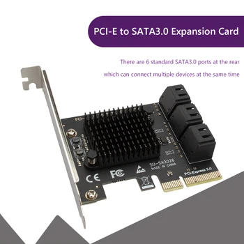 ASM1064 SATA Adaptor PCIe 6 Porturi SATA III, PCI Express 3.0 X1 Controller Card de Expansiune compatibil cu PCI-E X4/X8/X16 6Gbps