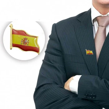 Spania Fluturând Drapelul Național Placat Cu Aur De Curtoazie Email De Pin Rever Insigna