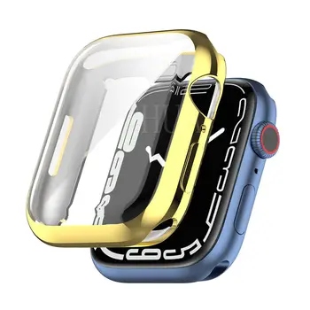 Complet de Protecție Caz Ceas Pentru Apple Watch Seria 7 41mm 45mm Ecran Protector de Acoperire TPU Clar Coajă Transparent rezistent la Șocuri Caz