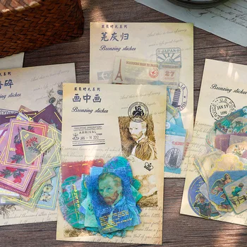 Timpul trece Adeziv Decor Sticker Set Vintage Van Gogh flori Autocolante DIY Eticheta pentru Jurnalizare Scrapbooking