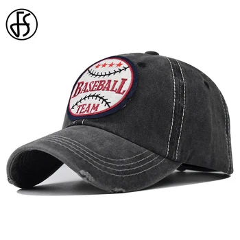 FS Iarna Retro Spălat Baseball Broderie Șapcă de Baseball Pentru Barbati Femei Negru Vin Roșu de Înaltă Calitate Gaura Denim Trucker Hat