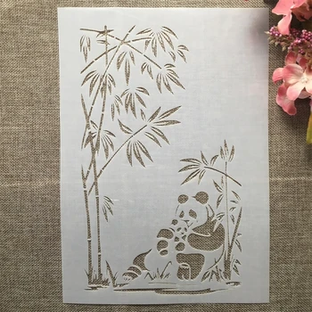A4 29cm Bambus Panda și Copilul DIY Stratificare Sabloane Pictura pe Perete Album de Colorat Relief Album Decorative Șablon