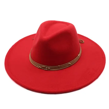 9.5 CM mare refuz piersic inima fedora hat pentru femei lanț de jazz de top hat toamnă iarnă stil Britanic bărbați clasic de moda pălărie de lână